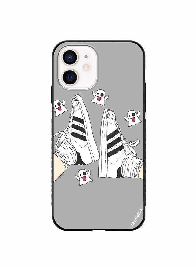 VR CREATIVE - Protective Case Cover For Apple iPhone 12 Black & White Shoe Design Multicolour - Image 1