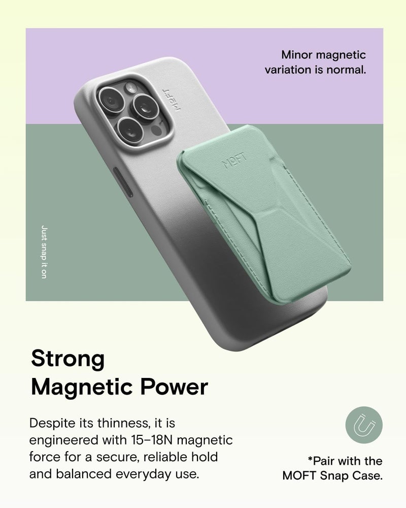 MOFT Magnetic Wallet Stand Compatible with iPhone 17/16/15/14/13/12 Series, Angle Adjustment & Magsafe Compatible MOVAS Phone Stand, Lake Green - Image 4