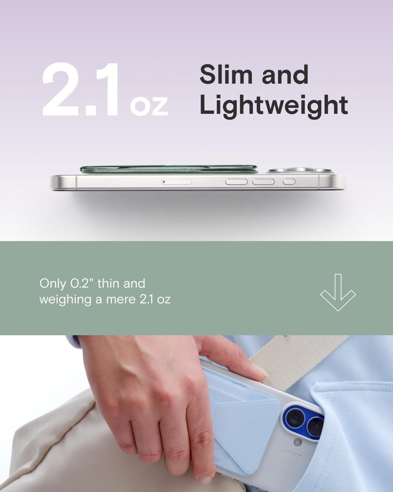 MOFT Magnetic Wallet Stand Compatible with iPhone 17/16/15/14/13/12 Series, Angle Adjustment & Magsafe Compatible MOVAS Phone Stand, Lake Green - Image 2