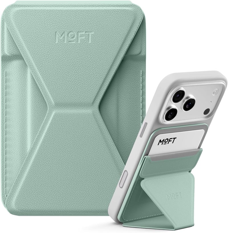 MOFT Magnetic Wallet Stand Compatible with iPhone 17/16/15/14/13/12 Series, Angle Adjustment & Magsafe Compatible MOVAS Phone Stand, Lake Green - Image 1