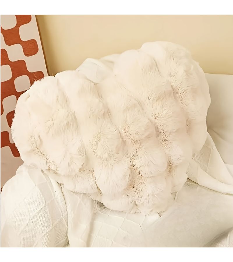 Girly Pink Heart Shaped 3D Bubble Plush Pillow Machine Washable Soft Cushion for Bedroom Sofa - Image 2