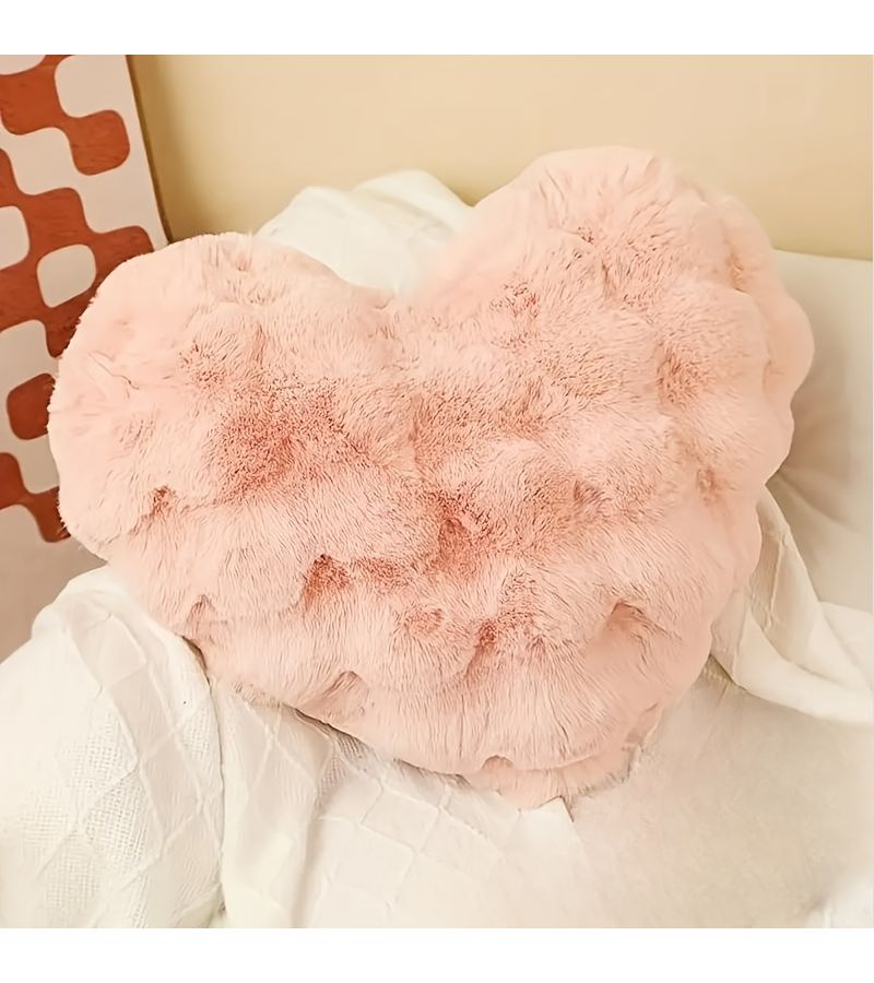 Girly Pink Heart Shaped 3D Bubble Plush Pillow Machine Washable Soft Cushion for Bedroom Sofa - Image 5