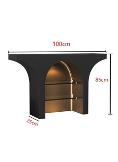 C&C Home Classic Dome Shape Design Solid Wood Console Table 3 Tiers Storage Glass Shelves Entryway Table Display Table Storage Shelves with Decoration Lights Pedestal for Foyer Living Room Home Offices 100x25x85 cm (Fully Assembled)  - Image 3