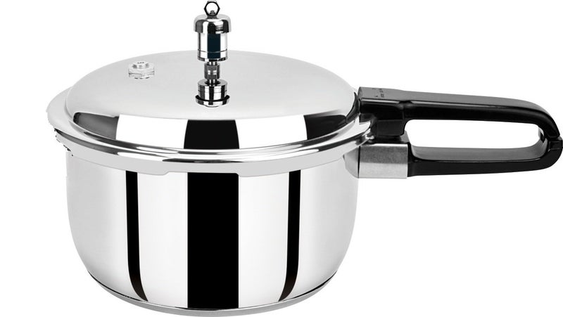 Pristine 18/8 Stainless Steel Tri Ply Induction Base Outer Lid Pressure Cooker (2 litres, Silver) ISI Marked - Image 1