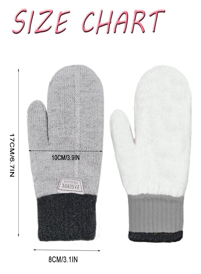 Beurlike 2 Pairs Kids Mittens Fleece Winter Gloves for Boys Girls Children Warm Knitted Snow Gloves for 3-7 Years, Black+grey, 3-7 Years Old - Image 2