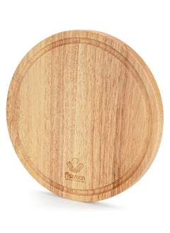 Fissman Round Cutting Board 25cm, Hevea Wood Chopping Board 1.5cm Thick | Wooden Cutting Board with Juice Groove | Food Safe Anti-Bacterial Cutting Chopping Board for Meat, Fruits, Vegetables