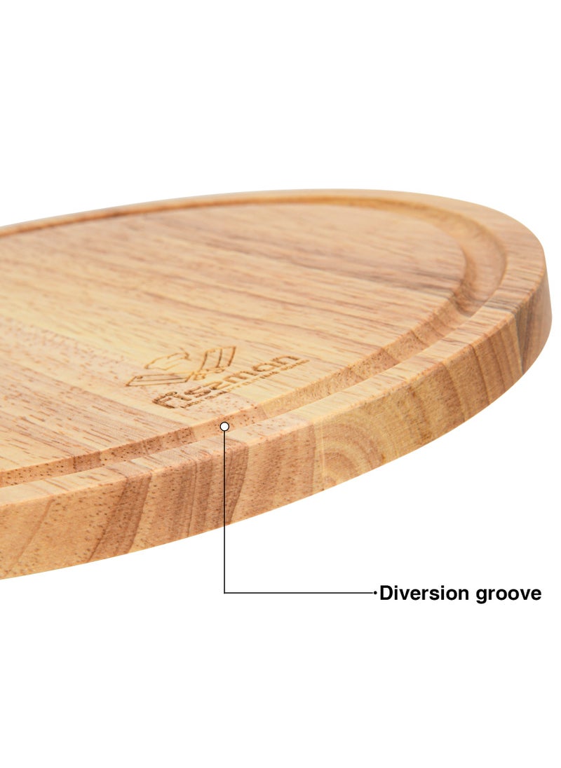 Fissman - Fissman Round Cutting Board 25cm, Hevea Wood Chopping Board 1.5cm Thick | Wooden Cutting Board with Juice Groove | Food Safe Anti-Bacterial Cutting Chopping Board for Meat, Fruits, Vegetables - Image 1