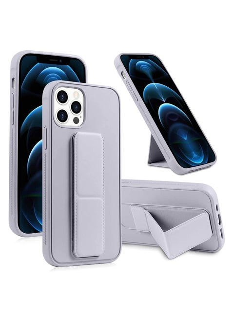 Case Compatible with iPhone 15 Pro Max Case Magnetic Car Mount Kickstand & Holder, Premium Silicone Vertical & Horizontal Hand Strap and Grip with Multi Stand (Gray)