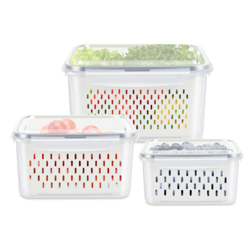 TBMAXS 3 Pack Fruit Storage Containers for Fridge, Produce Saver Vegetable Container with Drain Colanders - Refrigerator Organizer for Lettuce Berry Keepers - Image 1