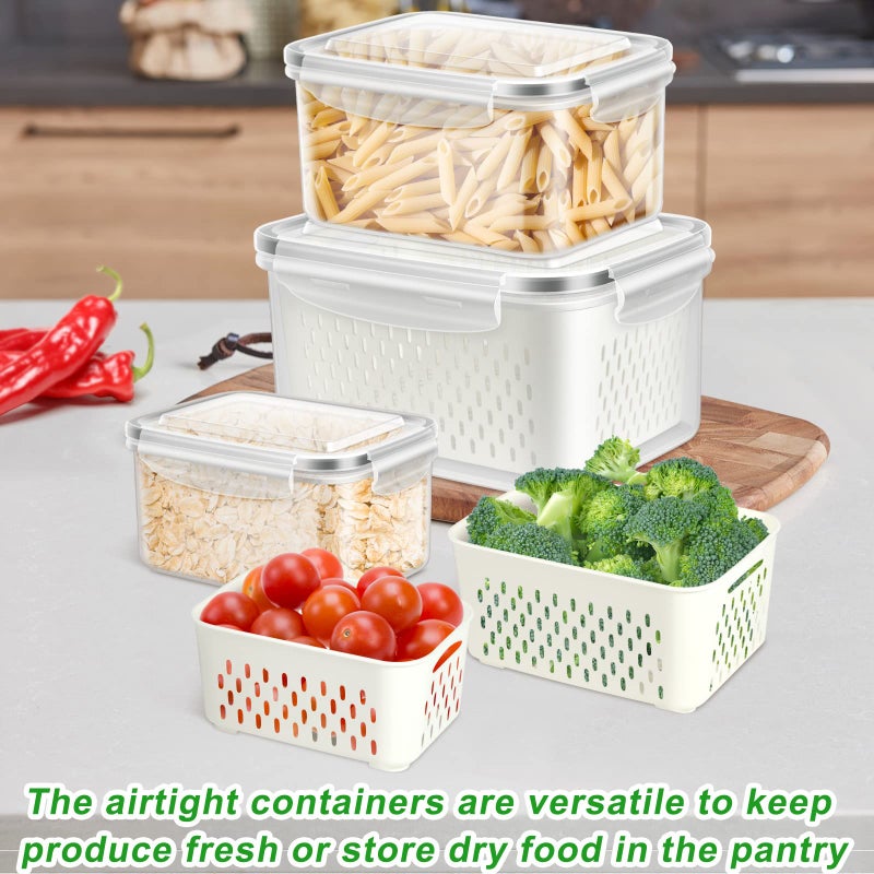 TBMAXS 3 Pack Fruit Storage Containers for Fridge, Produce Saver Vegetable Container with Drain Colanders - Refrigerator Organizer for Lettuce Berry Keepers - Image 4