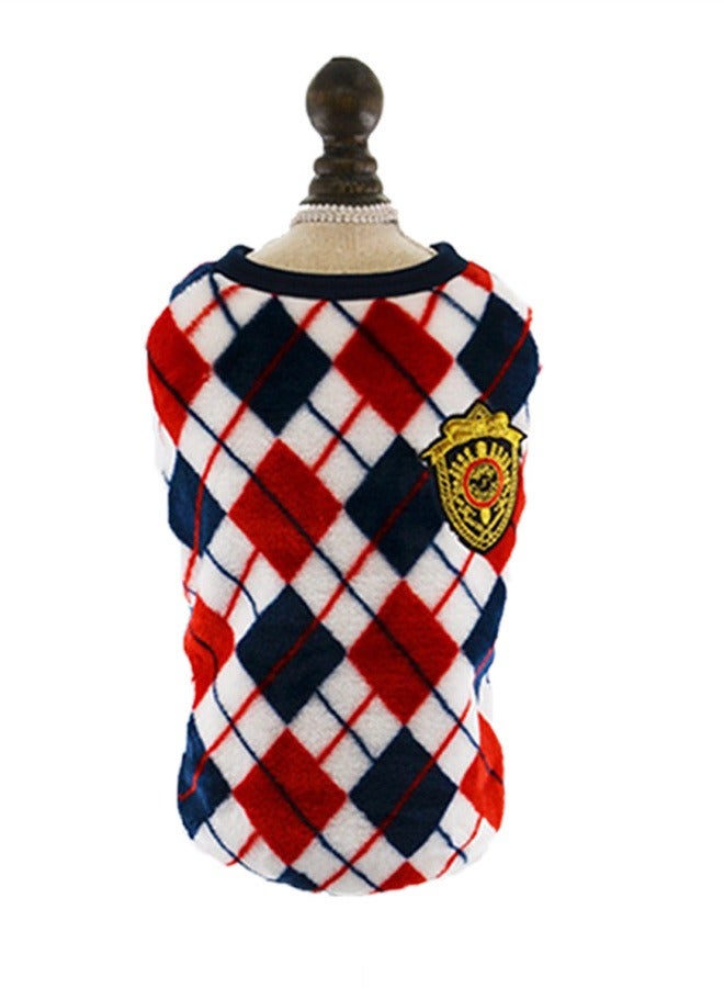 Loquat Squality Diamond Check Warm Soft Flannel English Pet Clothing Red - Image 1
