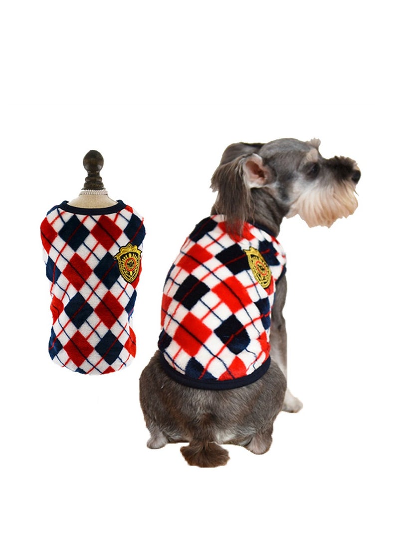Loquat Squality Diamond Check Warm Soft Flannel English Pet Clothing Red - Image 3
