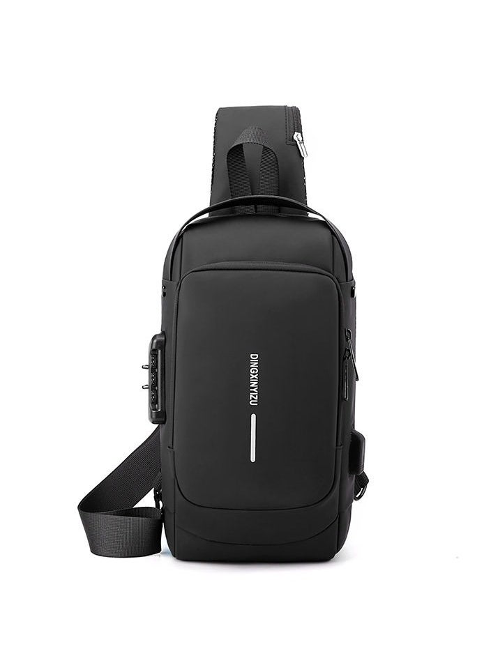 amazing.EGP Waterproof Anti Theft Designer Unisex Travel Crossbody Sling Bag Chest Pack with USB charging single shoulder crossbody bag - Black  - Image 1