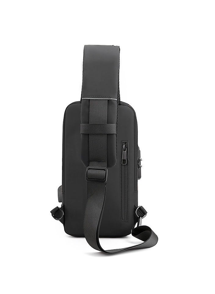 amazing.EGP Waterproof Anti Theft Designer Unisex Travel Crossbody Sling Bag Chest Pack with USB charging single shoulder crossbody bag - Black  - Image 4