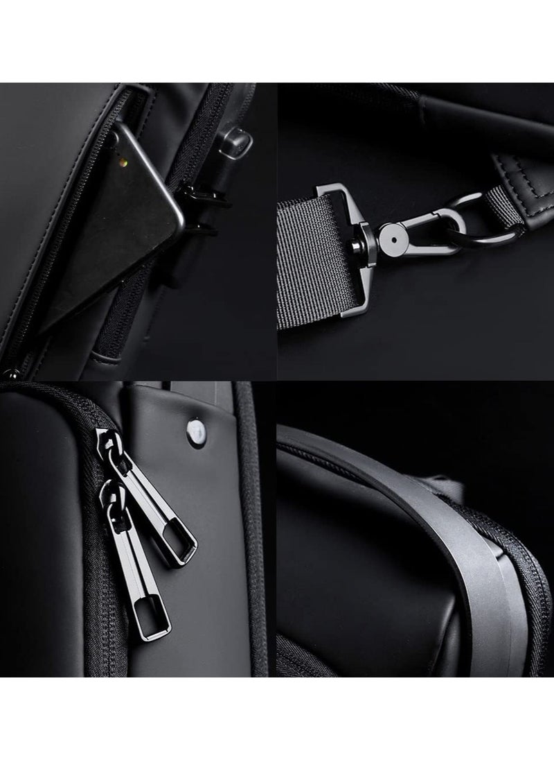 amazing.EGP Waterproof Anti Theft Designer Unisex Travel Crossbody Sling Bag Chest Pack with USB charging single shoulder crossbody bag - Black  - Image 5