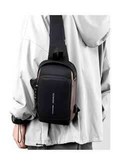amazing.EGP Waterproof Anti Theft Designer Unisex Travel Crossbody Sling Bag Chest Pack with USB charging single shoulder crossbody bag - Black  - Image 2