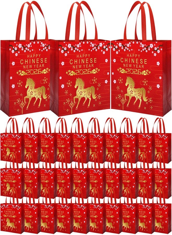 Abbylike 30 Pack Chinese New Year Reusable Gift Bag Bulk Large Year of the Snake Candy Goodie Bag with Handle Lunar Tote Non Woven Tote for Party Favor, 12.2 x 11.02 x 4.72 Inches - Image 1
