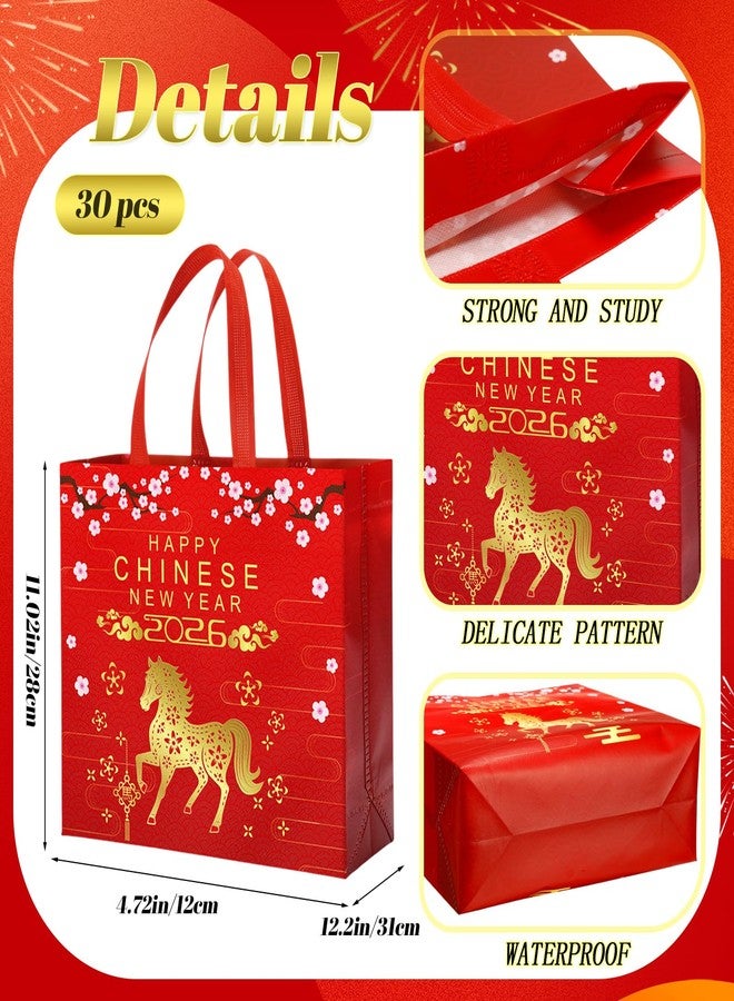 Abbylike 30 Pack Chinese New Year Reusable Gift Bag Bulk Large Year of the Snake Candy Goodie Bag with Handle Lunar Tote Non Woven Tote for Party Favor, 12.2 x 11.02 x 4.72 Inches - Image 2