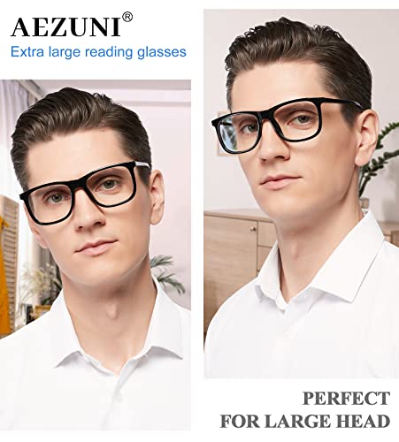 AEZUNI Extra Large Reading Glasses 1.0 Oversized Square Men Readers 1.00 1.25 1.50 1.75 2.00 2.25 2.50 2.75 3.00 3.50 4.00 5.00 6.00 (Black) - Image 2