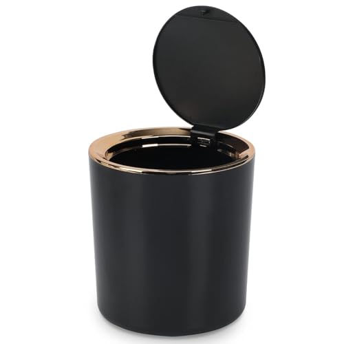 Soko Cute Portable Mini Trash Can, Small One-Key Press Plastic Fancy Press-Top Desktop Dustbin Waste/Garbage Disposal For Home, Office, Bathroom, Bedroom, Kitchen, Work, Study Table - Luxebin (Black) - Image 1