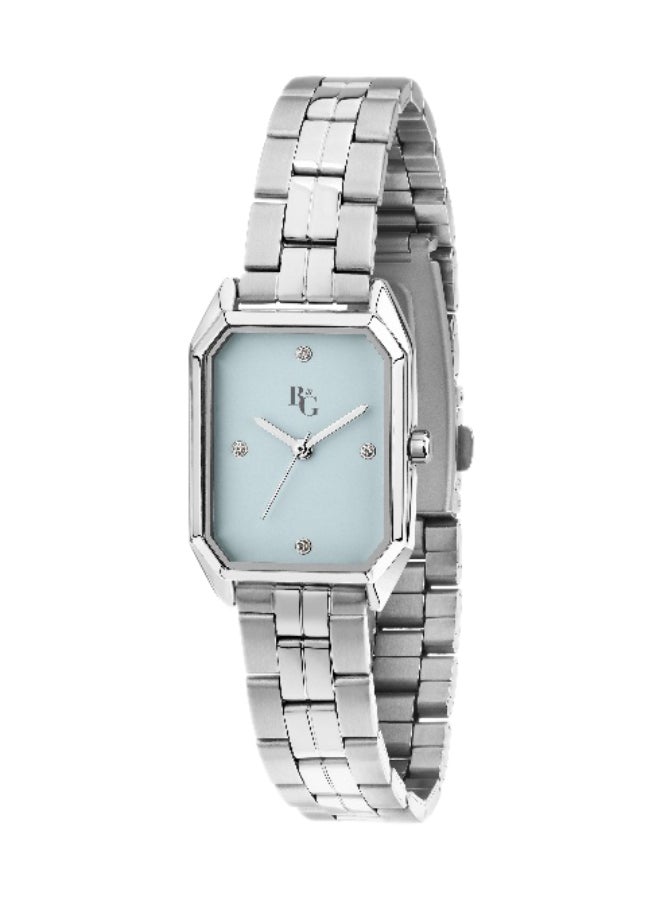 B&G Women's Blue Rectangular Analog Dial with Silver Stainless Steel Band Watch - 36mm - R3853267513 - Image 1