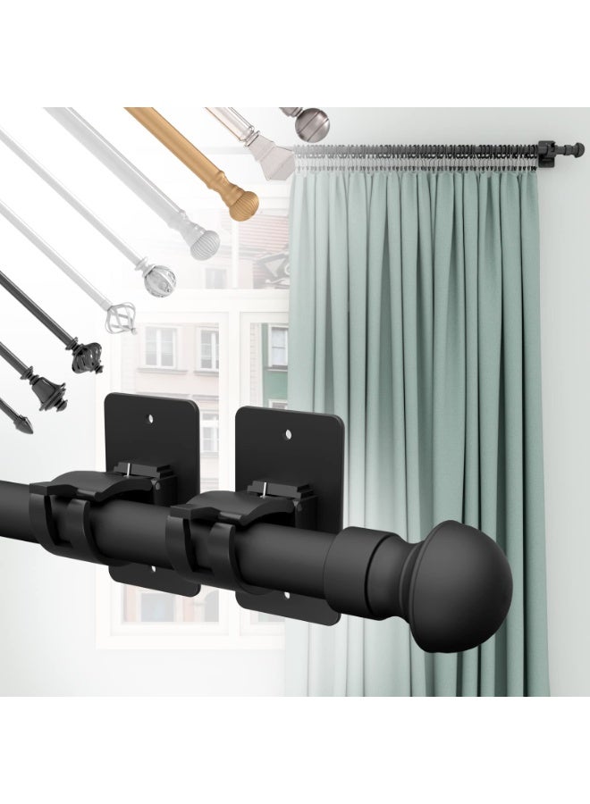 سوكاني 4 قطع من حامل قضيب الستارة اللاصق ذاتيًا، حامل قضيب الستارة البلاستيكي العالمي، حامل قضيب الستارة بدون حفر، خطافات قضيب الستارة للحمام وغرفة النوم وغرفة المعيشة والمطبخ (أسود) - Image 5