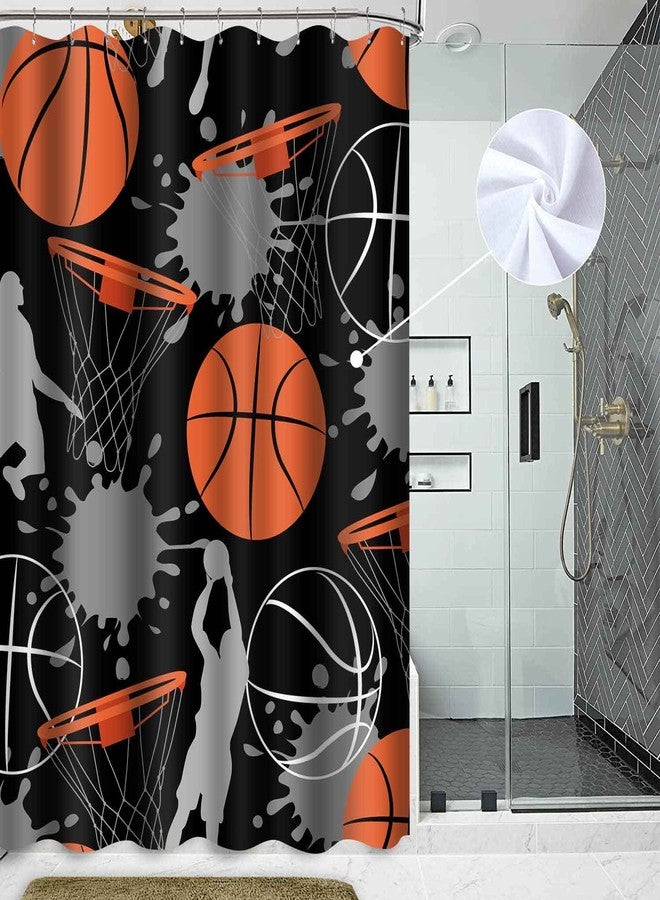 NTETSN Basketball Sports Shower Curtains Basketball Theme Playing Game Oil Splash Painted Doodle Cool Art Teen Boys Room Decor for Bathroom Standard Size 72 X 72 Inch - Image 5