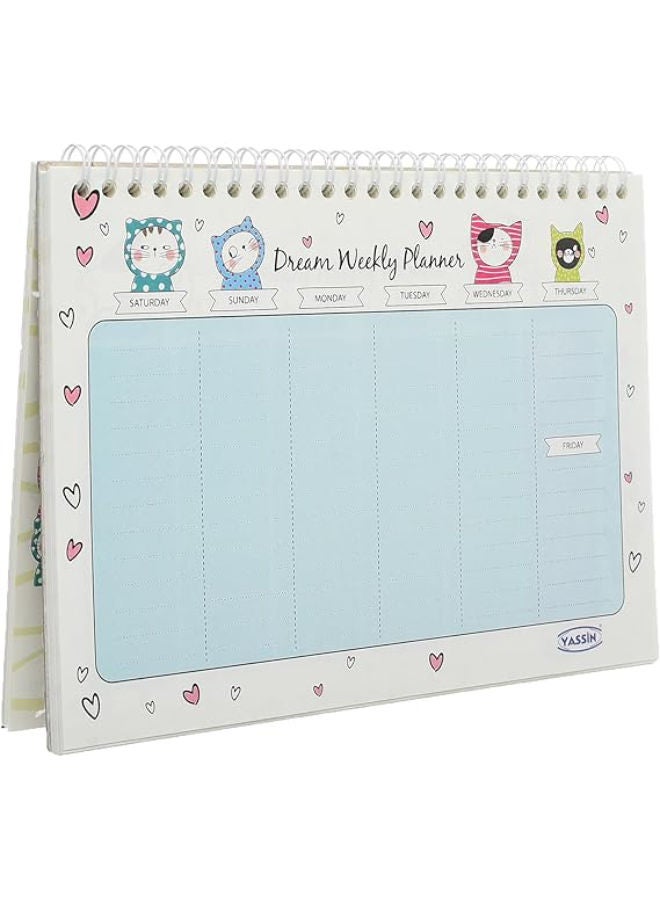Yassin Dream Weekly Planner Notebook, 15x25cm Wire-Bound for Efficient Task Planning - Image 3