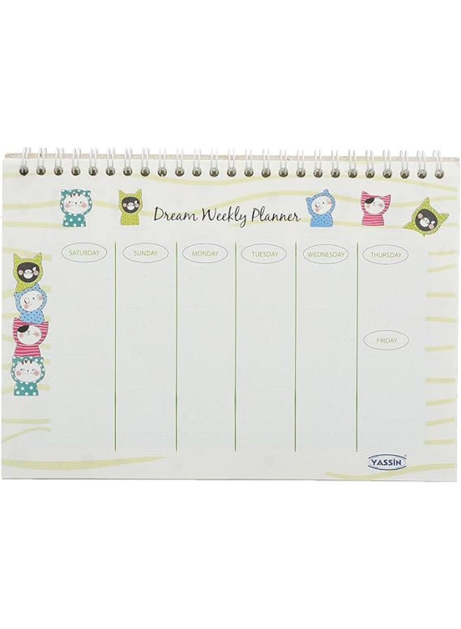 Yassin Dream Weekly Planner Notebook, 15x25cm Wire-Bound for Efficient Task Planning - Image 1