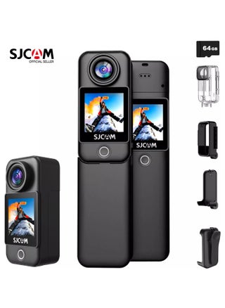 C300 Pocket Camera 4K, 3800mAh Battery 6-Axis Stabilizer Action Camera, Dual-Touch Screen Body Camera, Waterproof, Suitable for Vlogging and Live Streaming, with Helmet Mount Kits, Black - pzsku/Z7369C7B52976891EA986Z/45/1743501378/f7366a00-560c-4590-930f-7dafaa8f28cc
