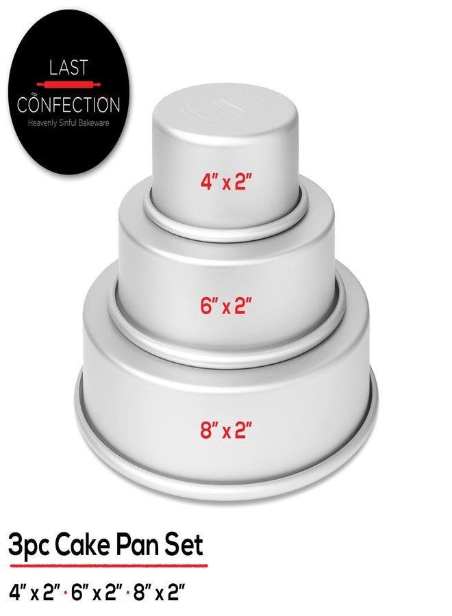 LAST CONFECTION 3-Piece Round Cake Pan Set - Includes 4", 6" and 8" Aluminum Pans 2" Deep - Image 2
