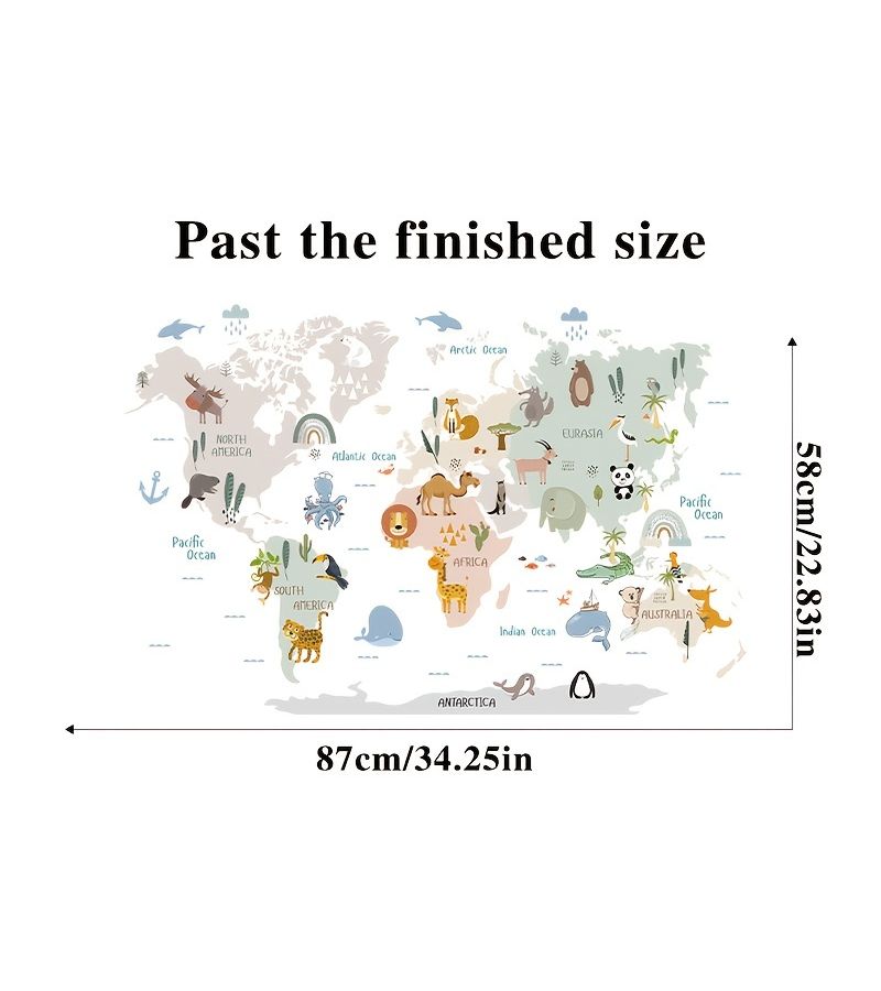 Animal Map Self Adhesive 2D Flat Wall Sticker for Room Decoration - Image 3