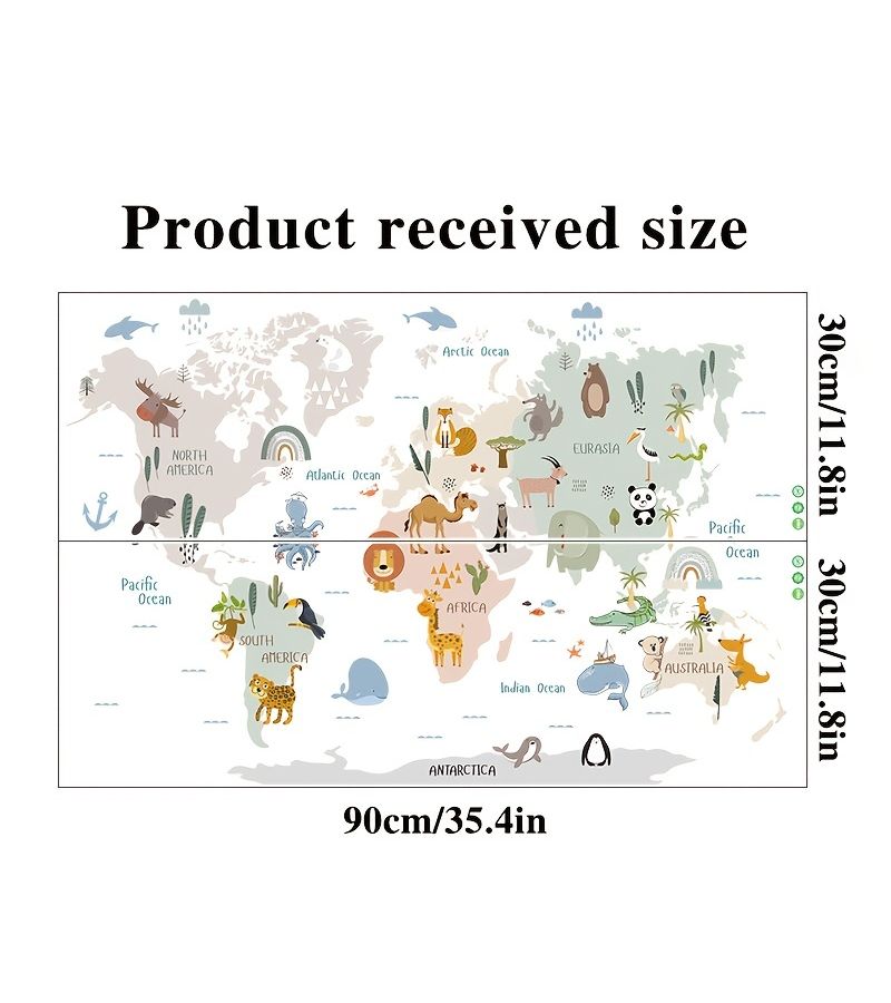 Animal Map Self Adhesive 2D Flat Wall Sticker for Room Decoration - Image 5