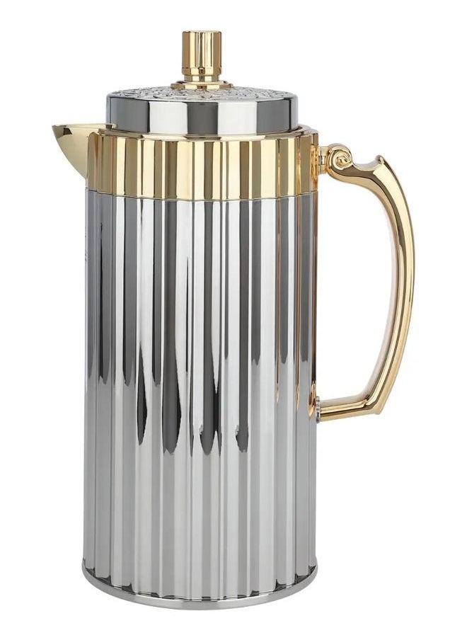 Alsaif Gallery Thermos Set Eva Ribbed Nickel with Golden Handle 2 Pcs  - Image 1