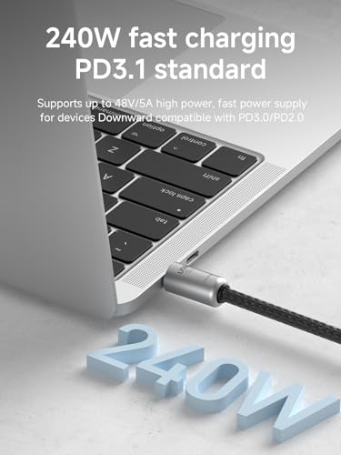 Hagibis USB4 Cable, 1ft Phone Lanyard Cable, 80Gpbs 240W 8K@60Hz Portable USB C to Type-C Wrist Lanyard for iPhone 17 16 15 Pro Max, iPad Pro, Thunderbolt 5/4/3, External SSD (Silver-30cm) - Image 4