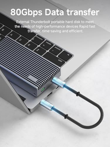 Hagibis USB4 Cable, 1ft Phone Lanyard Cable, 80Gpbs 240W 8K@60Hz Portable USB C to Type-C Wrist Lanyard for iPhone 17 16 15 Pro Max, iPad Pro, Thunderbolt 5/4/3, External SSD (Silver-30cm) - Image 3
