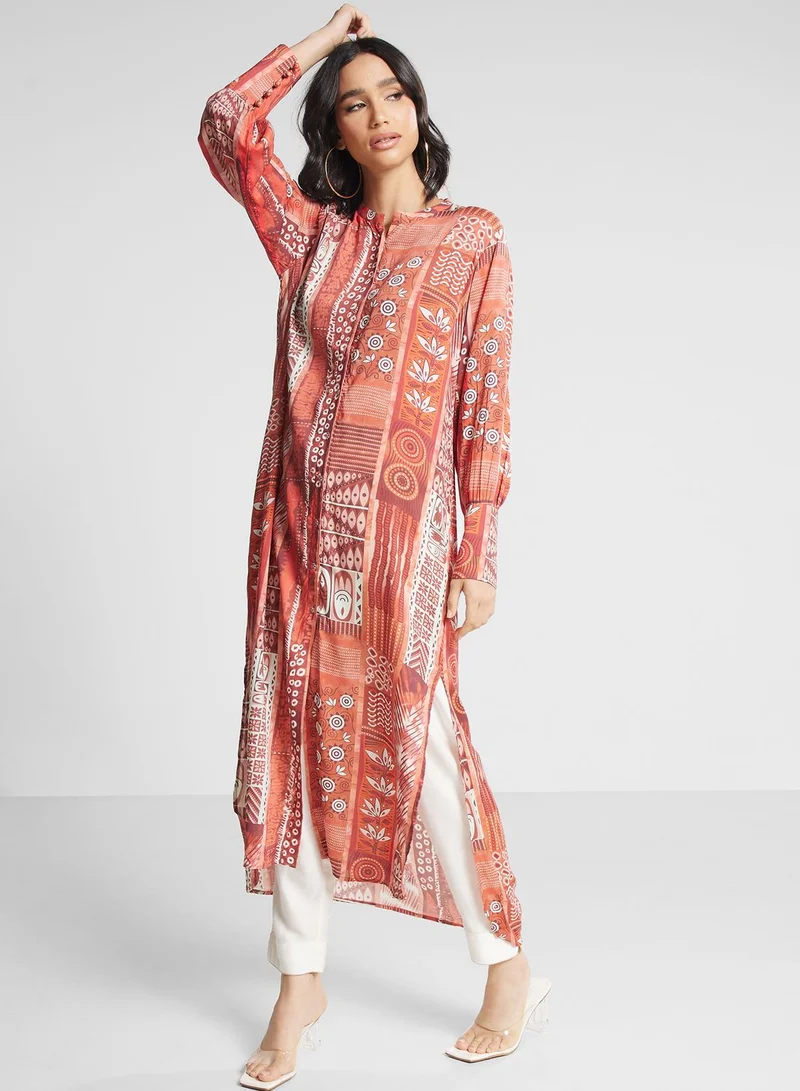 Nishat Linen Puff Sleeve Printed Kurti