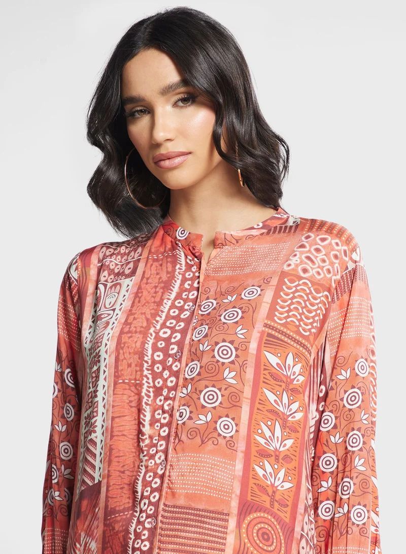 Nishat Linen Puff Sleeve Printed Kurti