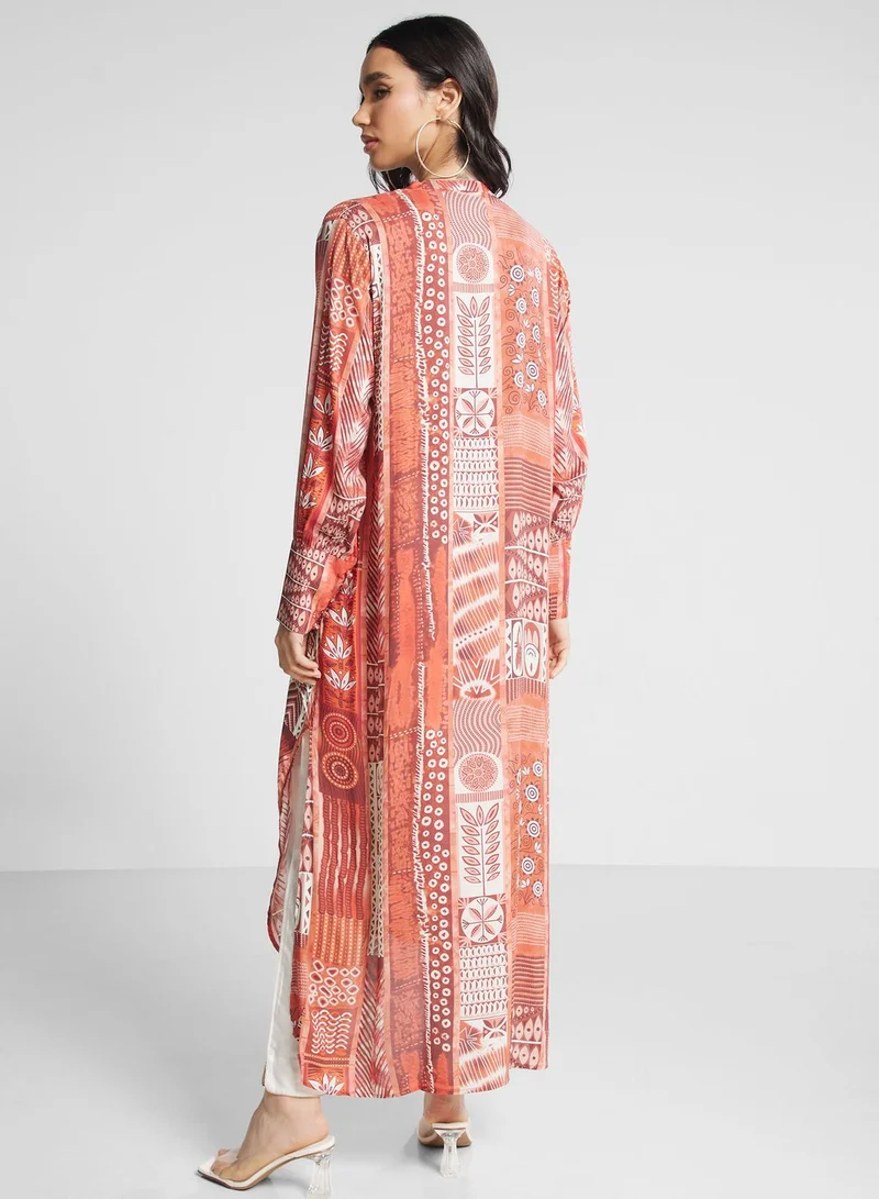 Nishat Linen Puff Sleeve Printed Kurti