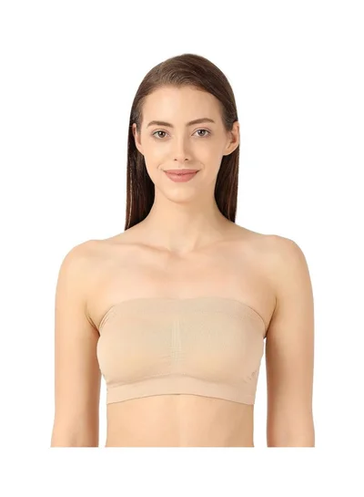 JOCKEY Jockey 1545 Women Wire free Padded Micro Touch Nylon Elastane Stretch Full Coverage Bandeau Bra with Removable Pads and Detachable Transparent Straps