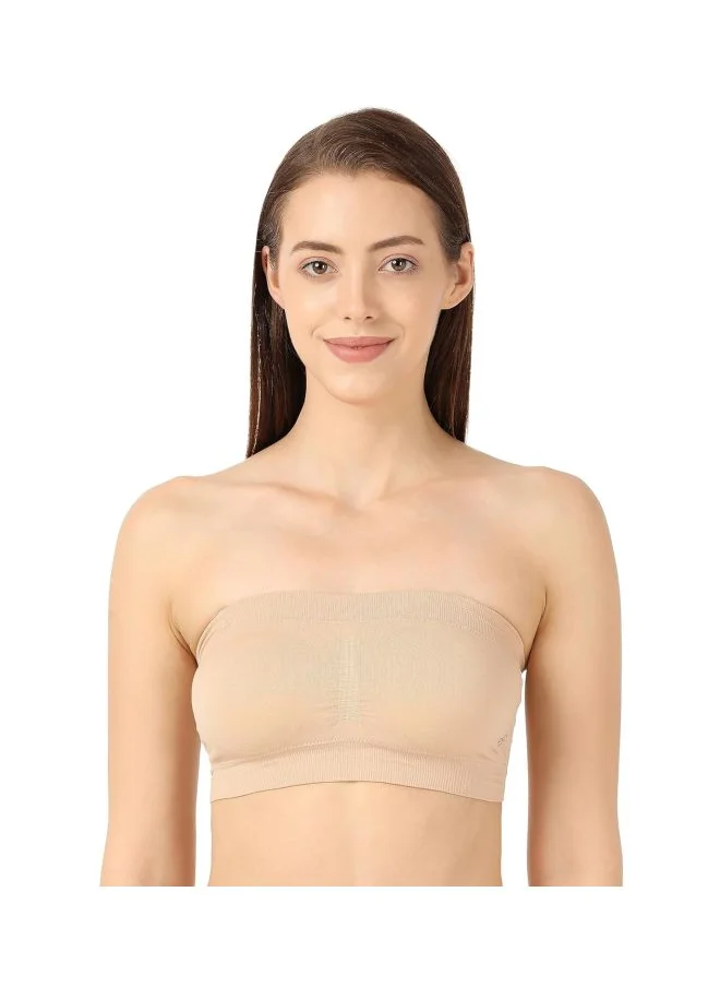 جوكي Jockey 1545 Women Wire free Padded Micro Touch Nylon Elastane Stretch Full Coverage Bandeau Bra with Removable Pads and Detachable Transparent Straps