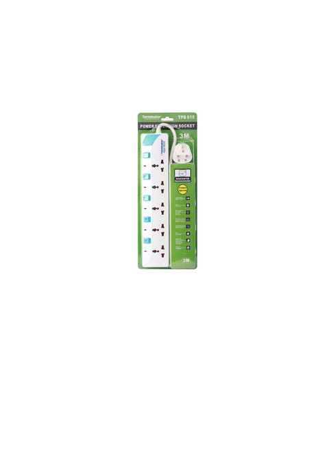 Terminator 5 Way Extension Socket 3M Cable ESMA Approved Model: TPB 615-3M