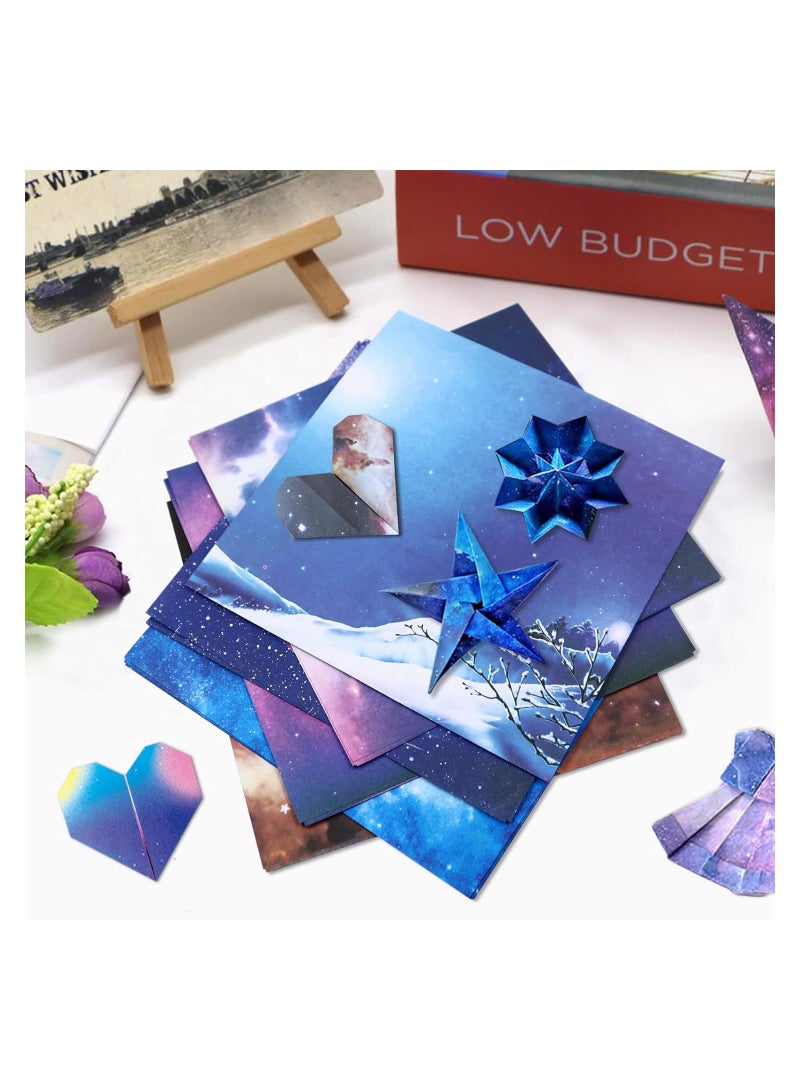 150 Sheets Origami Paper Colored Double Sided Printed Scrapbook Paper Square Galaxy Outer Space Starry Easy Folding Kindergarten Handmade Art Craft Star Paper 7.87x7.87 inch - Image 2