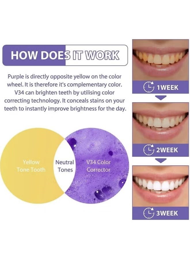 HiSmile Teeth Color Corrector, Purple Teeth Brightening Toothpaste, Remove Stains, Teeth Brightening Purple Toothpaste, Remove Coffee, Stains, Yellow Teeth (30ml)  - Image 5