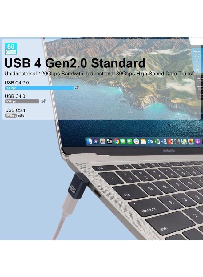 Poyiccot 2-Pack USB C 90 Degree Adapter [80Gbps/240W PD/8K@60Hz] Up & Down Angled 90 Degree USB C Adapter Type C Extender Support Thunderbolt 5/4 for iPhone 15, MacBook, Steam Deck, Switch - Image 2