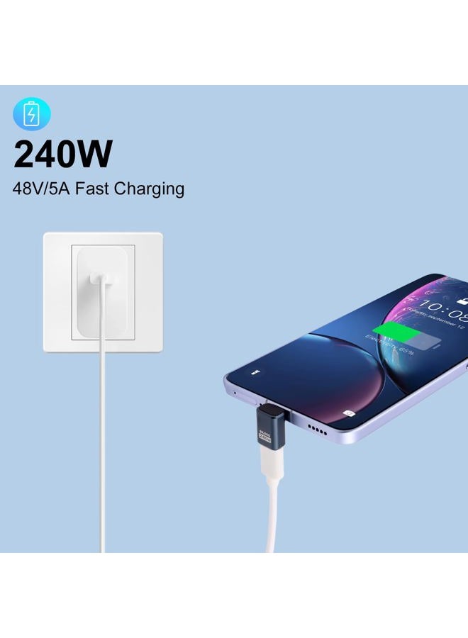Poyiccot 2-Pack USB C 90 Degree Adapter [80Gbps/240W PD/8K@60Hz] Up & Down Angled 90 Degree USB C Adapter Type C Extender Support Thunderbolt 5/4 for iPhone 15, MacBook, Steam Deck, Switch - Image 3