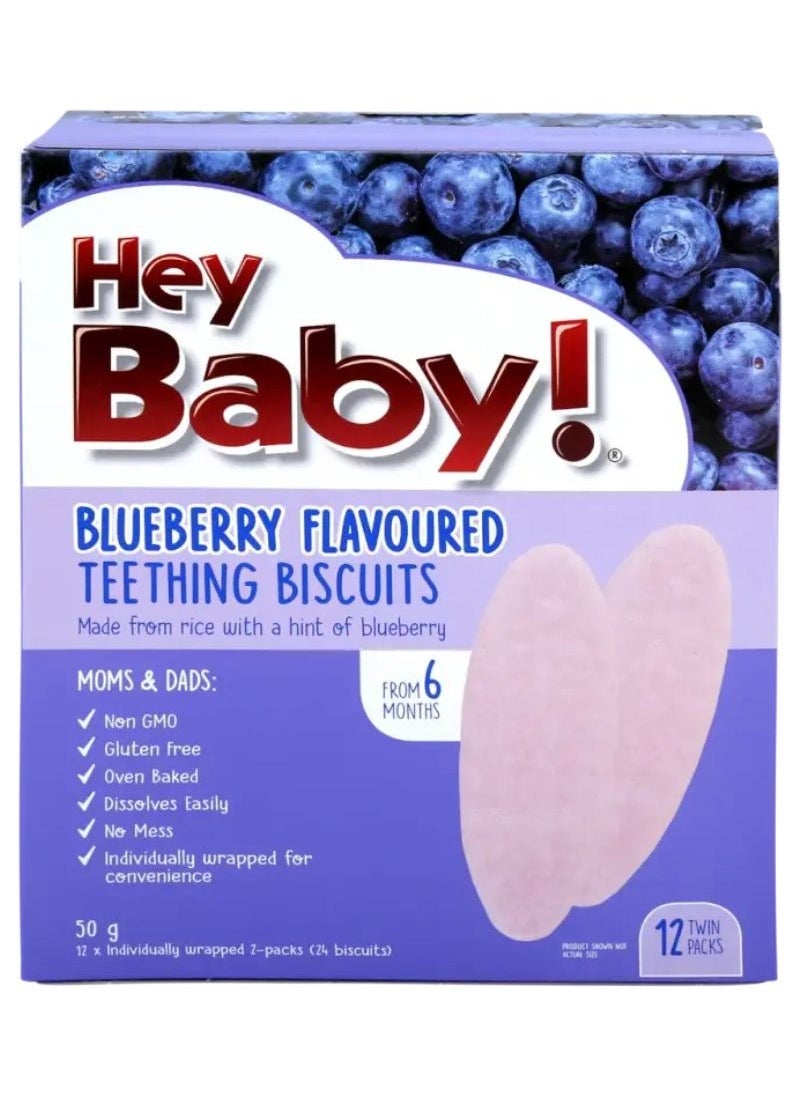 hey baby! Blueberry Teething Biscuits 12 x 50g  - Image 1