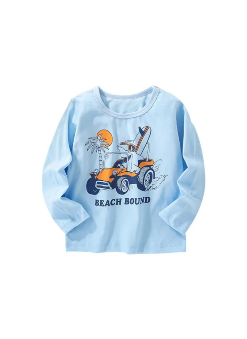 YUNIQEE Blue Graphic Printed Round Neck T-shirt