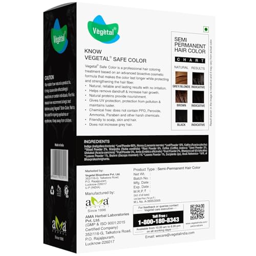 Vegetal Safe Color Plus Natural Hair Colour, Soft Black- 50g. Chemical-Free, No Ammonia, No Peroxide, Unisex (Pack of 2) - Image 2
