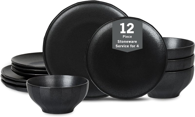 Stone Lain Rio 12Piece Dinnerware Set Stoneware Black - Image 1